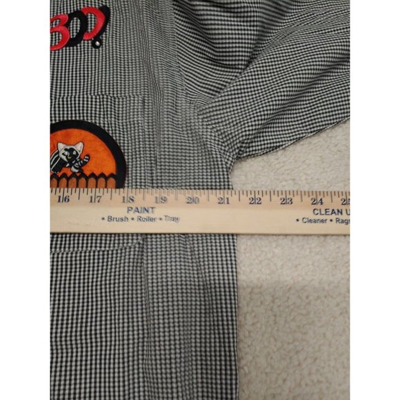 Mili Designs Button up Shirt Womens Medium Halloween Ghost‎ Black white Checked - Picture 8 of 15